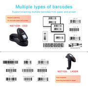 Raccoglitore dati scanner per lettore di codici a barre wireless con schermo LCD da 2,2 pollici, 1D Laser, 1D CCD Red Light, 2D