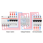 Protezione da sovratensione regolabile con ripristino automatico LCD trifase 380 V, SINOTIMER STVP-932 40A, SINOTIMER STVP-932 50A, SINOTIMER STVP-932 63A, SINOTIMER STVP-932 80A