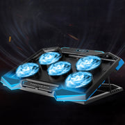 NUOXI Staffa per radiatore portatile a 5 ventole regolabile in altezza con doppie porte USB, 5 Fans Black and Red, 5 Fans Black and Blue