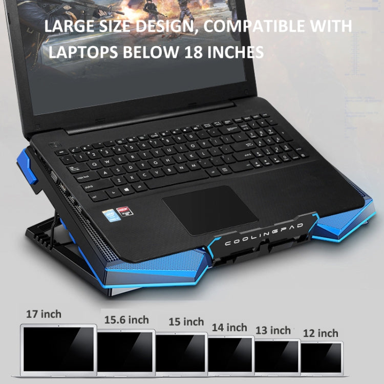NUOXI Staffa per radiatore portatile a 5 ventole regolabile in altezza con doppie porte USB, 5 Fans Black and Red, 5 Fans Black and Blue