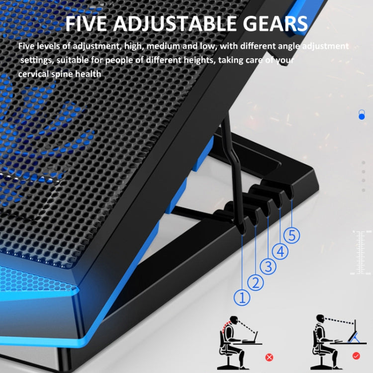 NUOXI Staffa per radiatore portatile a 5 ventole regolabile in altezza con doppie porte USB, 5 Fans Black and Red, 5 Fans Black and Blue