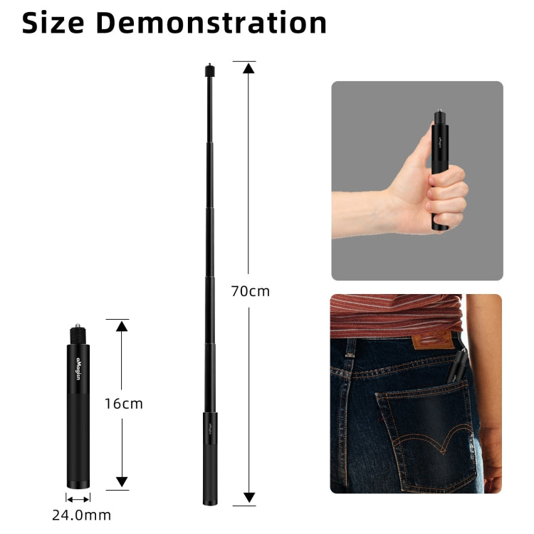Bastone selfie invisibile 70 cm per fotocamere sportive