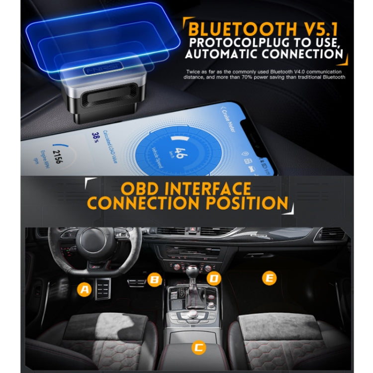 FNIRSI Bluetooth 5.1 Strumento diagnostico codice errore OBD2 motore per auto, 32