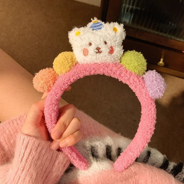 Fasce per capelli orso cartone animato Copricapo in peluche Accessori versatili per capelli con palle di pelo