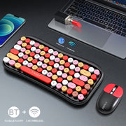 Set tastiera e mouse wireless retrò dual-mode Bluetooth T-WOLF TF660 2.4G+5.0, TF660(Black Red), TF660(Milk Tea Color), TF660(Blue)