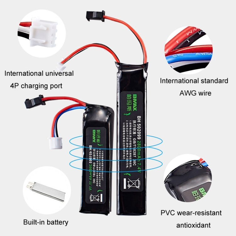 Batteria ricaricabile agli ioni di litio BMAX 11,1 V ad alta velocità 30 C con scarico per marmo ad acqua, SM, Green Shell Small Tamiya, XT30