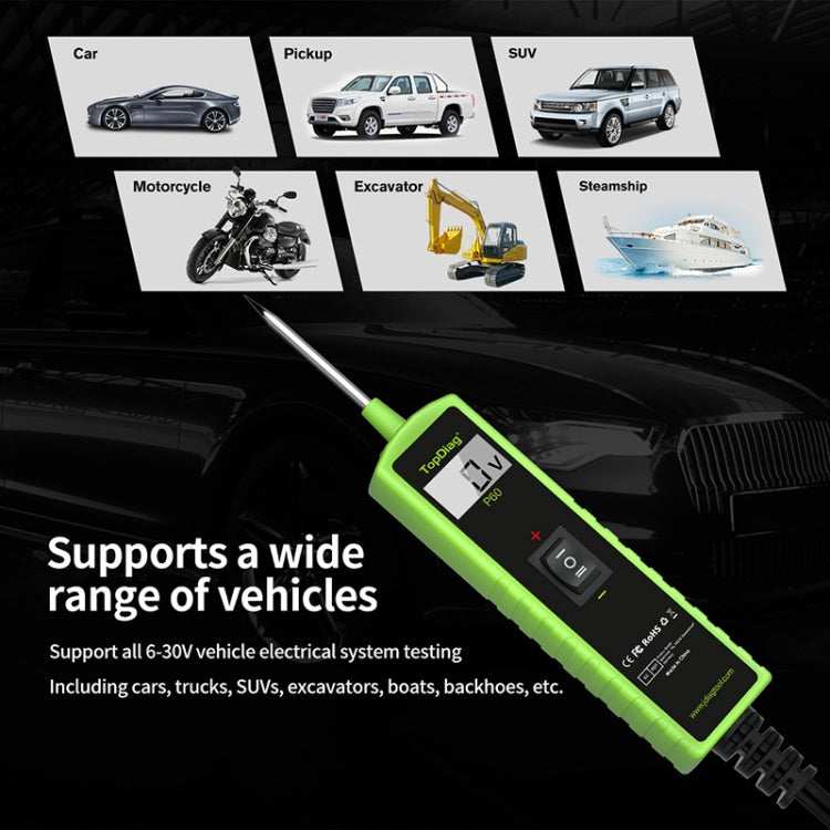 Diodo diagnostico del circuito di alimentazione automobilistico del rilevatore di tensione JDiag 6-30V, P60