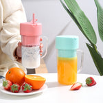 Tazza per succo di cannuccia da 420 ml con 6 lame, ricarica USB, frullatore portatile per spremiagrumi