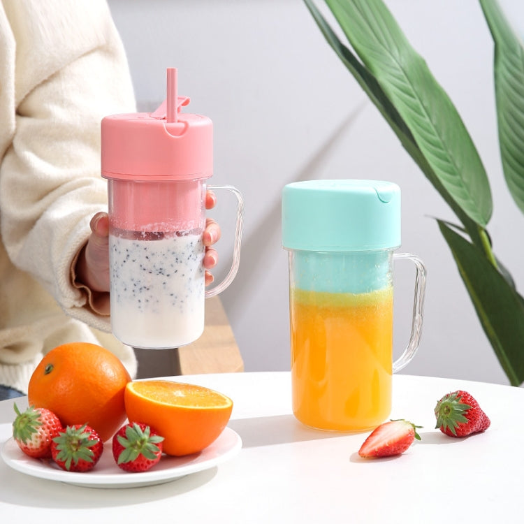 Tazza per succo di cannuccia da 420 ml con 6 lame, ricarica USB, frullatore portatile per spremiagrumi
