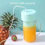Tazza per succo di cannuccia da 420 ml con 6 lame, ricarica USB, frullatore portatile per spremiagrumi