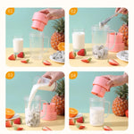 Tazza per succo di cannuccia da 420 ml con 6 lame, ricarica USB, frullatore portatile per spremiagrumi