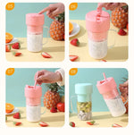 Tazza per succo di cannuccia da 420 ml con 6 lame, ricarica USB, frullatore portatile per spremiagrumi