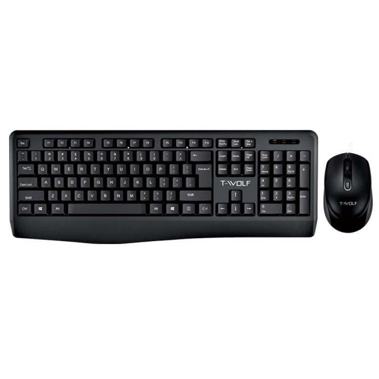 Set tastiera e mouse wireless per laptop da ufficio T-WOLF TF-100 2.4G Bluetooth, TF-100(Black)