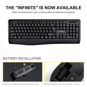 Set tastiera e mouse wireless per laptop da ufficio T-WOLF TF-100 2.4G Bluetooth, TF-100(Black)
