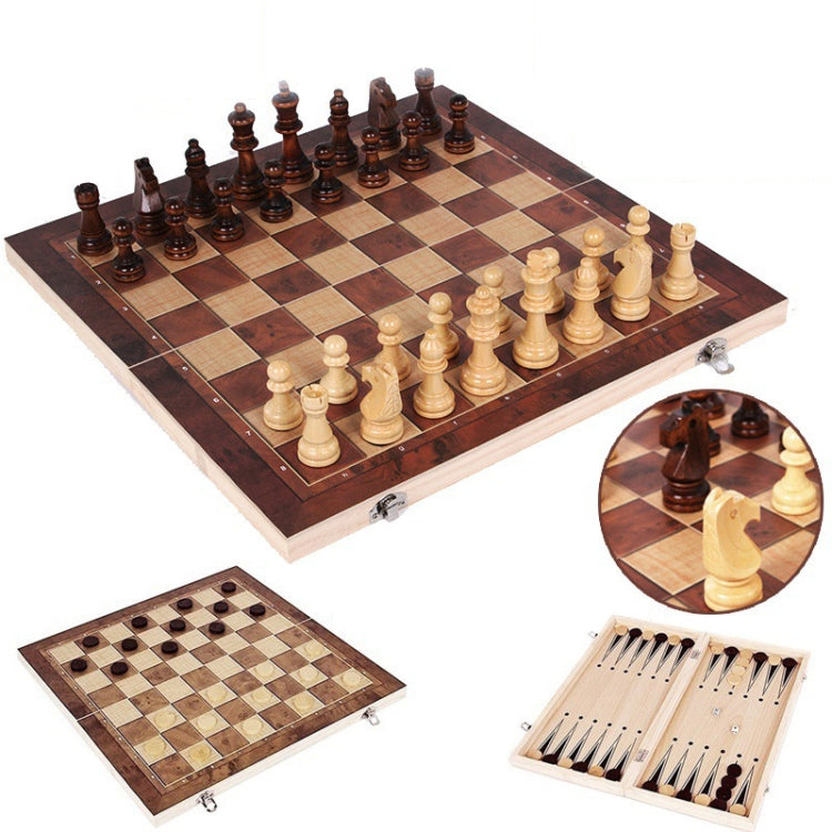 Set di scacchi in legno 3 in 1 Scacchiera pieghevole per bambini e adulti, 24 x 24cm, 34 x 34cm, 39 x 39cm, 44 x 44cm
