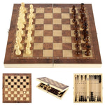 Set di scacchi in legno 3 in 1 Scacchiera pieghevole per bambini e adulti, 24 x 24cm, 34 x 34cm, 39 x 39cm, 44 x 44cm