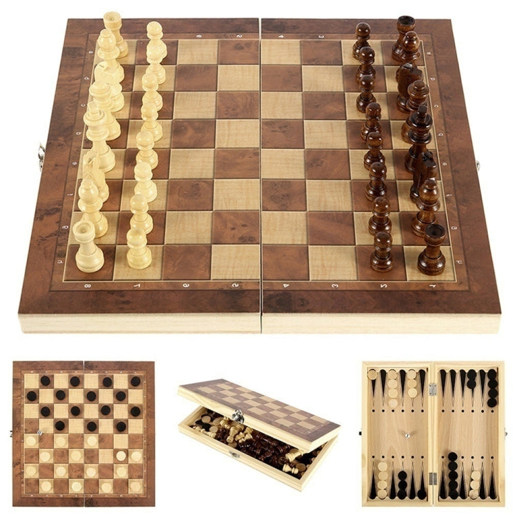 Set di scacchi in legno 3 in 1 Scacchiera pieghevole per bambini e adulti, 24 x 24cm, 34 x 34cm, 39 x 39cm, 44 x 44cm