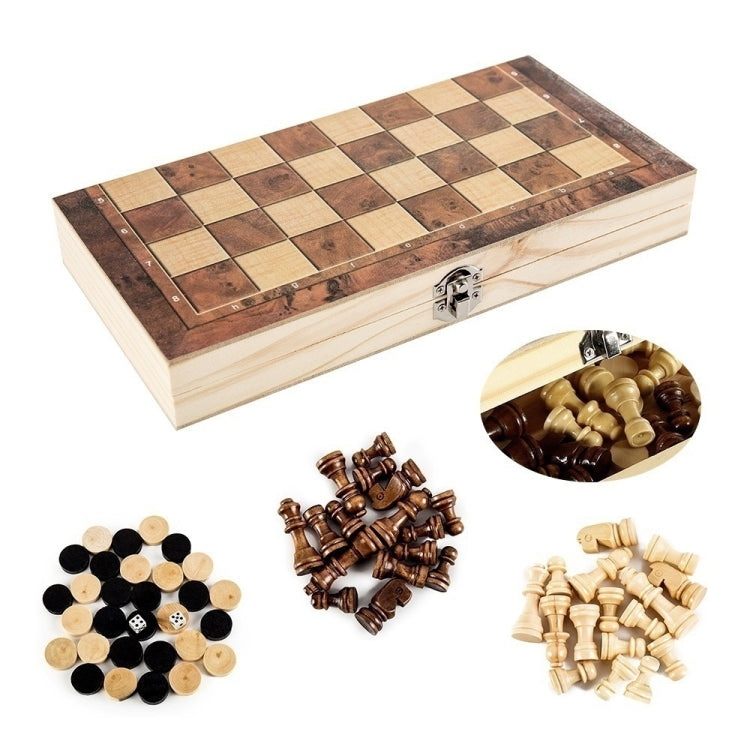 Set di scacchi in legno 3 in 1 Scacchiera pieghevole per bambini e adulti, 24 x 24cm, 34 x 34cm, 39 x 39cm, 44 x 44cm