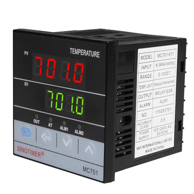 SINOTIMER MC701 Ingresso universale Custodia corta PID Regolatore di temperatura intelligente Misuratore Riscaldamento Raffreddamento Relè SSR Uscita a stato solido, MC701