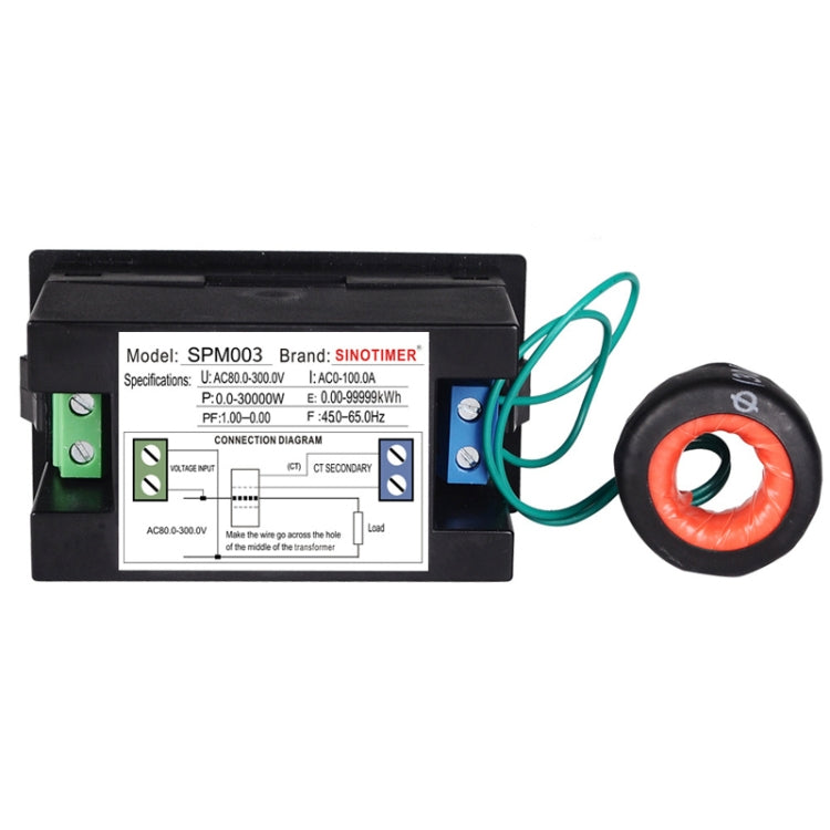 SINOTIMER SPM003 AC LED Voltmetro digitale Misuratore di fattori di frequenza Monitor di potenza, AC80-300V 100A, AC200-450V 100A