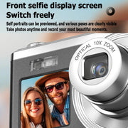 Fotocamera digitale con zoom ottico 4K HD Fotocamera selfie a doppio schermo da 60 MP, senza memoria, Black, White, Silver