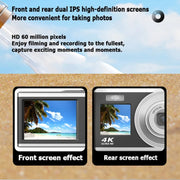 Fotocamera digitale con zoom ottico 4K HD Fotocamera selfie a doppio schermo da 60 MP, senza memoria, Black, White, Silver
