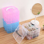 Scatola portaoggetti cosmetica portatile in plastica con scatola portaoggetti staccabile a 3 strati