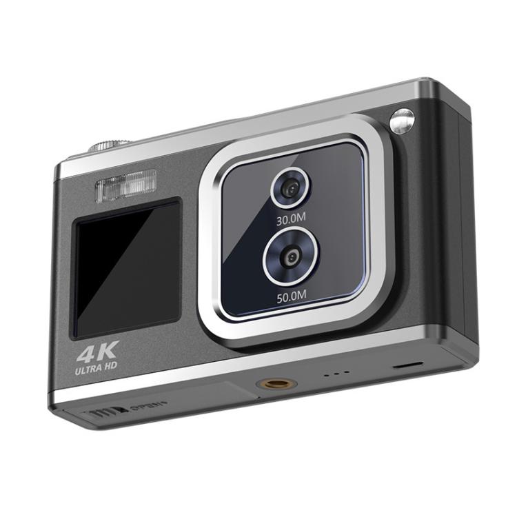 Fotocamera digitale ottica a doppio obiettivo 4K HD Fotocamera selfie a doppio schermo da 50 MP, senza memoria, Black, White, Silver