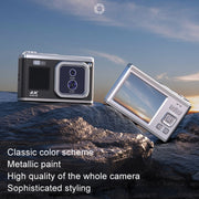 Fotocamera digitale ottica a doppio obiettivo 4K HD Fotocamera selfie a doppio schermo da 50 MP, senza memoria, Black, White, Silver