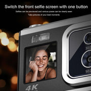 Fotocamera digitale ottica a doppio obiettivo 4K HD Fotocamera selfie a doppio schermo da 50 MP, senza memoria, Black, White, Silver