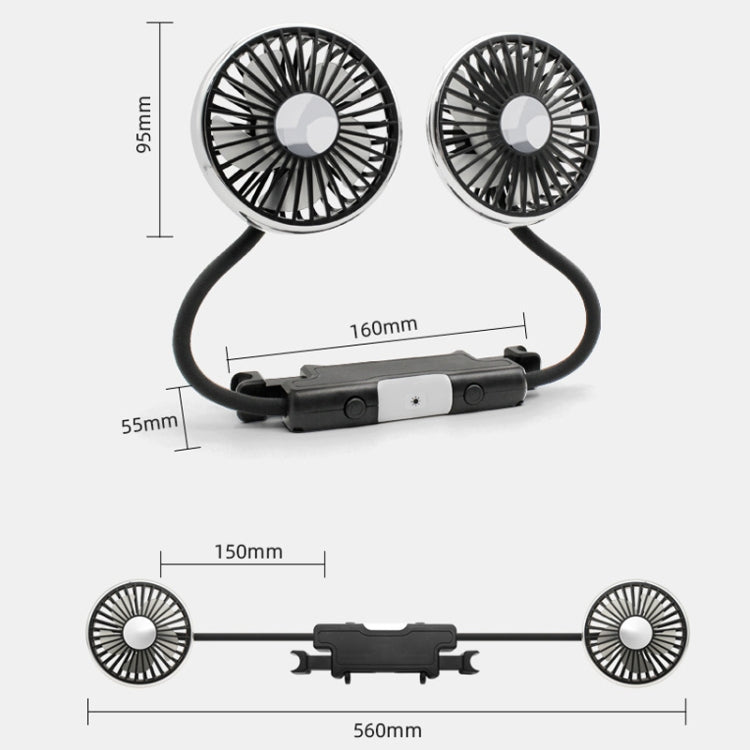 Ventilatore per sedile con tubo flessibile a doppia testa per auto con luce, F310