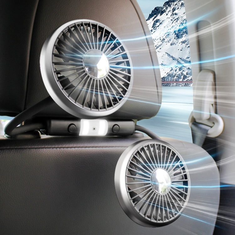 Ventilatore per sedile con tubo flessibile a doppia testa per auto con luce, F310