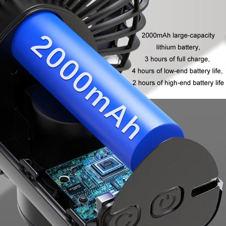 Ventilatore a testa oscillante elettrico ricaricabile a clip per auto con luce