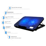 Base con staffa metallica regolabile multi-livello per radiatore silenzioso per laptop NUOXI S200C