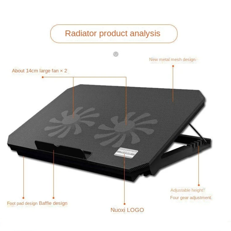 Base con staffa metallica regolabile multi-livello per radiatore silenzioso per laptop NUOXI S200C