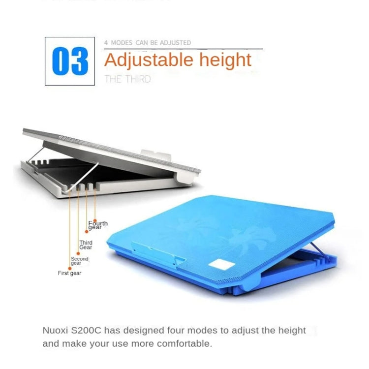 Base con staffa metallica regolabile multi-livello per radiatore silenzioso per laptop NUOXI S200C