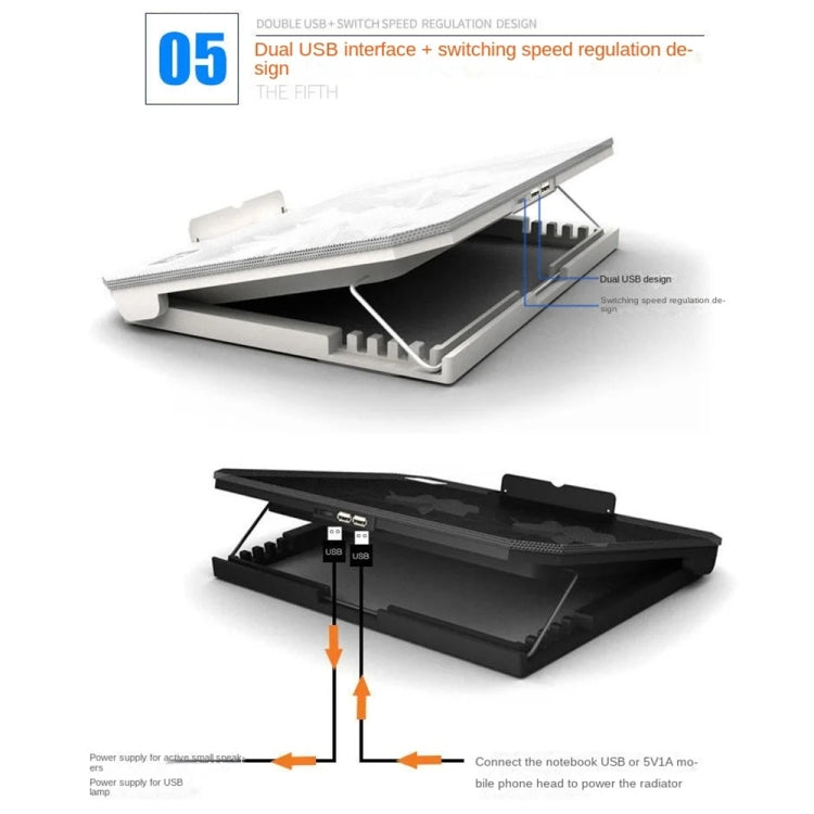 Base con staffa metallica regolabile multi-livello per radiatore silenzioso per laptop NUOXI S200C