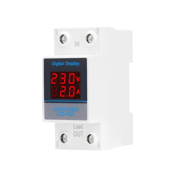 SINOTIMER SDM002 Misuratore di tensione e corrente a doppio display CA monofase su guida DIN per uso domestico, 63A Build-In Intestinal Sensor, 100A External Intestinal Sensor