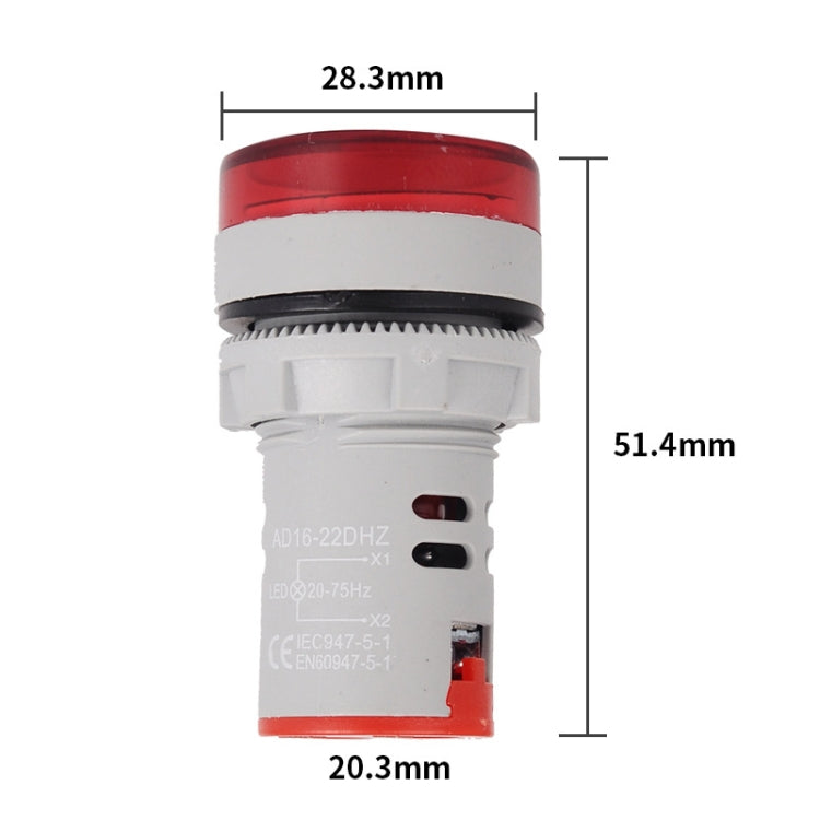 Indicatore frequenza digitale LED 22mm 20-75Hz CA