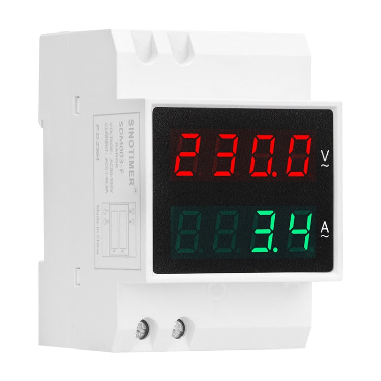 SINOTIMER SDM003-F Display a 4 cifre Misuratore di tensione e corrente a doppio display CA monofase su guida DIN, SDM003-F