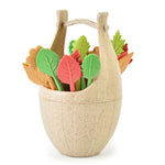 Mini set di stoviglie in fibra di grano, forchette da dessert per snack, 16pcs Fruit Forks + 1pc Barrel