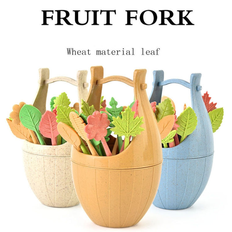Mini set di stoviglie in fibra di grano, forchette da dessert per snack, 16pcs Fruit Forks + 1pc Barrel