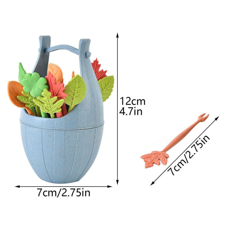Mini set di stoviglie in fibra di grano, forchette da dessert per snack, 16pcs Fruit Forks + 1pc Barrel