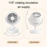Ventilatore per la circolazione dell'aria da tavolo Ventilatore elettrico muto compatto per ufficio domestico, USB Plug In, Battery Model