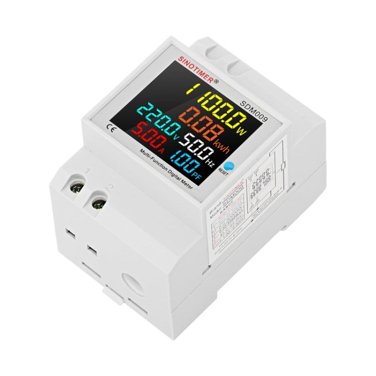 SINOTIMER SDM009 Misuratore multifunzionale di elettricità con fattore di potenza corrente monofase su guida Din, AC40-300V Built-In, AC40-300V External, AC250-450V Built-In, AC250-450V External