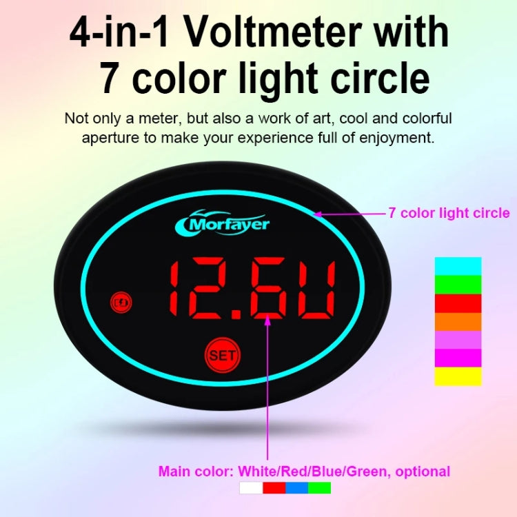 Voltmetro multifunzione per locomotiva Morfayer, rosso, Voltmeter Function, 2 in 1, 4 in 1, 4 in 1 With 7 Color Aperture
