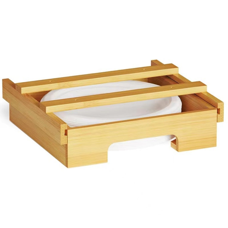 Dispenser per piatti di carta da 9 pollici sotto il mobiletto Portapiatti in bambù Portaoggetti da cucina, 24 x 26.5 x 6.5