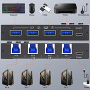 KC-KM434B USB3.0 Dispositivo condiviso USB a 4 porte Dispositivo di condivisione stampante a 4 porte Interruttore tastiera mouse, KC-KM434B