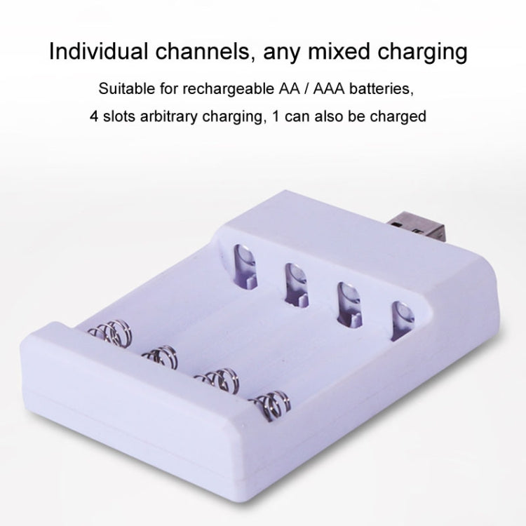 Caricabatterie USB rapido 4 slot per batterie AA e AAA
