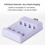 Caricabatteria USB veloce a 4 slot Batteria ricaricabile AA/AAA Scatola di ricarica universale a quattro slot, Directly Plug-in, With Cable